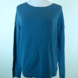 ONLY MINE TEAL CASHMERE BACK ZIP TUNIC SWEATER S scoop neck